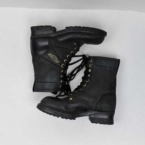 Vintage Chevy Trucks Black Leather Combat Boots - Picture 9 of 14